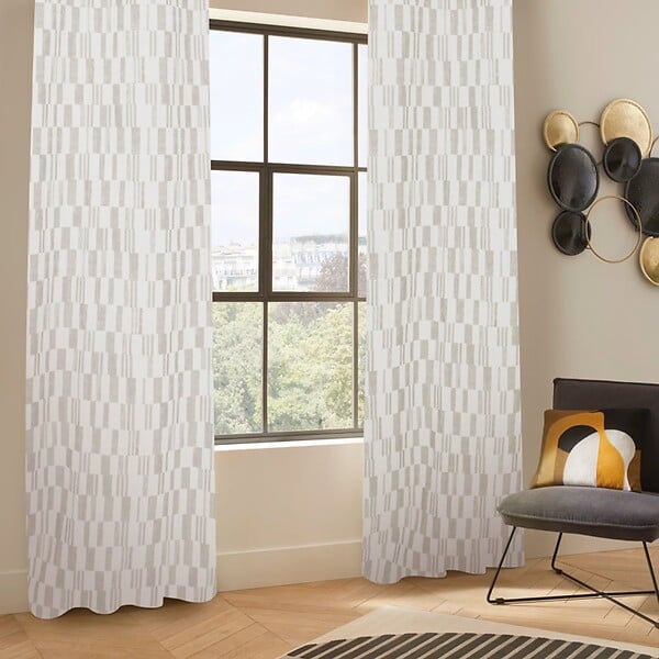 ATMOSPHERA - Rideau à œillets Jacquard motif Beige Lin 140 x 260 cm - large