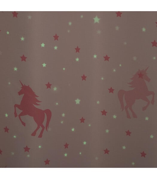 ATMOSPHERA - Rideau occultant Rose avec Licornes phosphorescentes 140 x 250 cm - large
