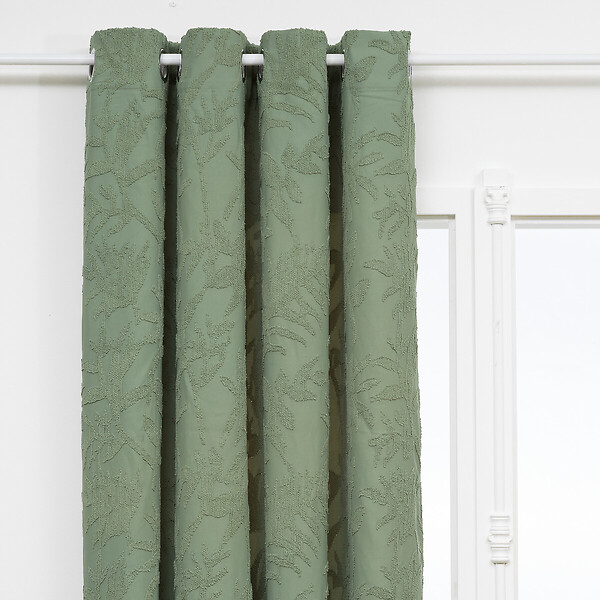 ATMOSPHERA - Rideau à œillets Jacquard Vert Céladon motif tufté 135 x 260 cm - large