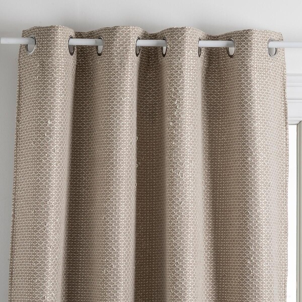 ATMOSPHERA - Rideau à œillets Occultant Jacquard coloris Beige Lin 140 x 260 cm - large