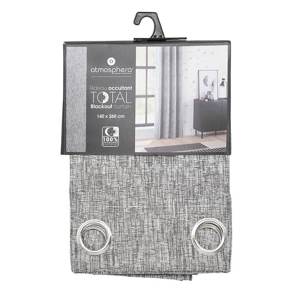 ATMOSPHERA - Rideau à œillets Occultant Jacquard Gris Foncé 140 x 260 cm - large