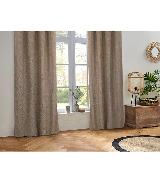 ATMOSPHERA - Rideau à œillets en maille Beige Lin 140 x 260 cm - large