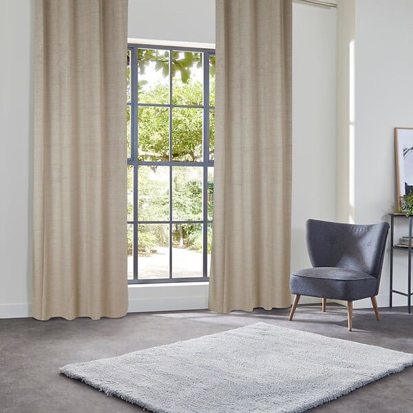 ATMOSPHERA - Rideau à Œillets Occultant en velours Beige Lin avec motif 135 x 260 cm - large