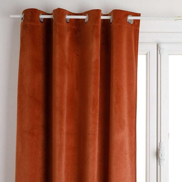 ATMOSPHERA - Rideau à œillets Occultant en Velours Terracotta 140 x 260 cm - large