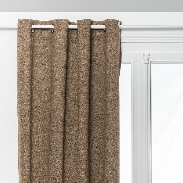 ATMOSPHERA - Rideau à œillets Occultant et Isolant effet bouclette Beige Lin 140 x 260 cm - large