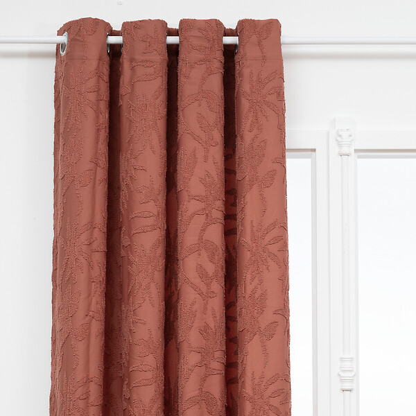 ATMOSPHERA - Rideau à œillets Jacquard Terracotta motif tufté 135 x 260 cm - large