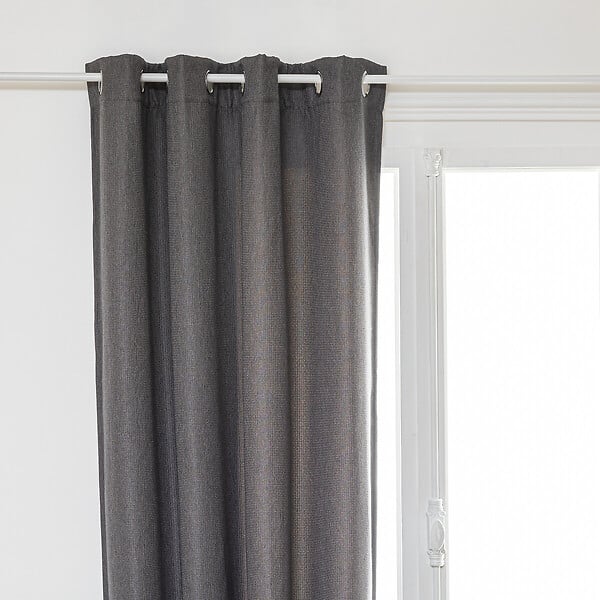 ATMOSPHERA - Rideau à œillets Occultant Tissu Chenille Gris foncé 140 x 260 cm - large