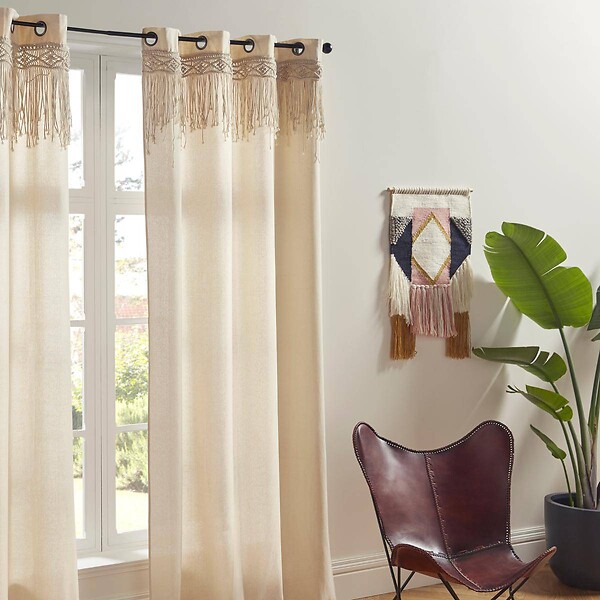 ATMOSPHERA - Rideau à œillets Macramé en Coton 140 x 260 cm - large