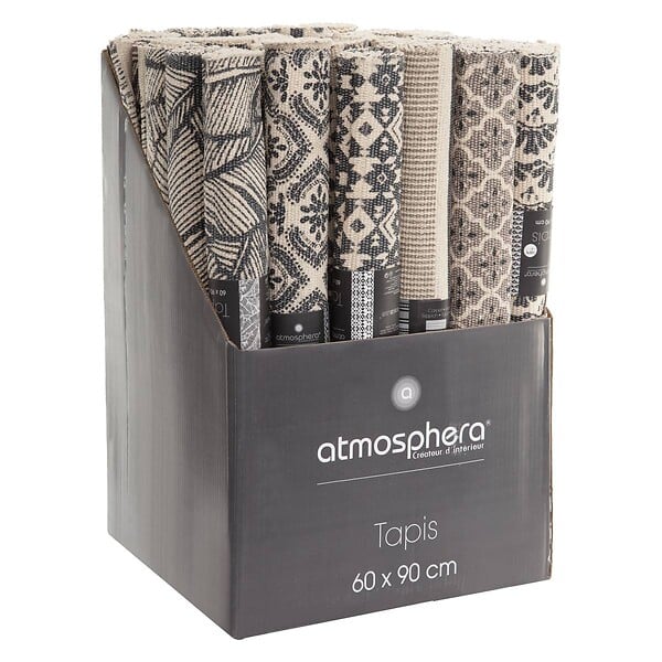 ATMOSPHERA - Tapis décoratif en Coton imprimé Gris Foncé 60 x 90 cm - large