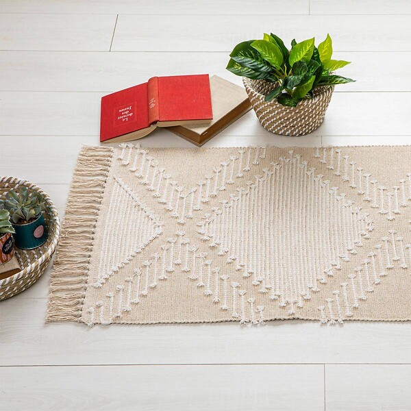 ATMOSPHERA - Tapis décoratif en Coton motif sable et cuivre 60 x 90 cm - large