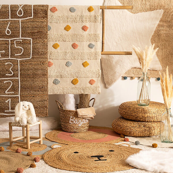 ATMOSPHERA - Tapis enfant Ourson en jute D 100 cm - large
