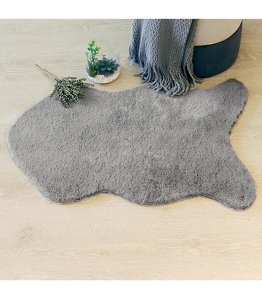 ATMOSPHERA - Tapis en Fourrure Grise Extra Doux 60 x 90 cm - large