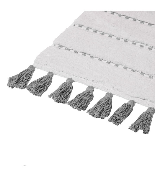 5 FIVE SIMPLY SMART - Tapis de Salle de Bain Gris en Coton avec pompons  50 x 75 cm - large