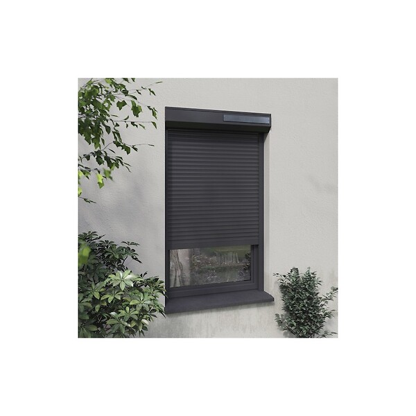 VOLET-MOUSTIQUAIRE - Volet roulant solaire radio-télécommandé H 160 cm x L 150 cm Alu Gris - large