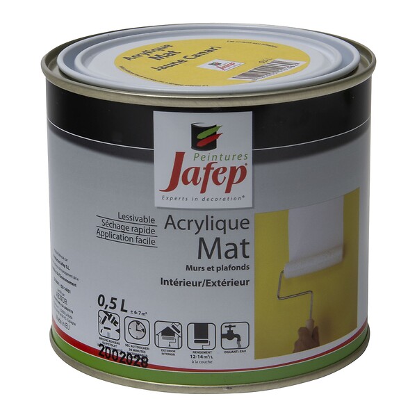 JAFEP - Peinture acrylique mate jaune canari Jafep  0,5L - large