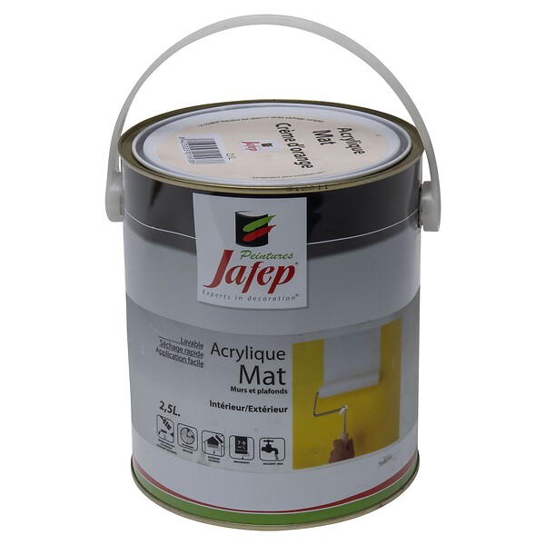JAFEP - Peinture acrylique mat crème d'orange Jafep  2,5L - large