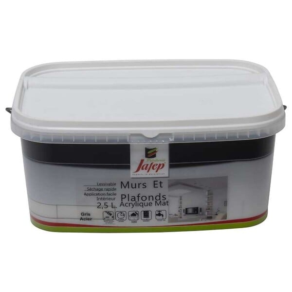 JAFEP - Peinture mur et plafond acrylique mat gris acier  2,5L  Jafep - large