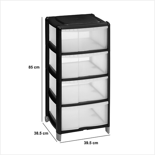 5 FIVE SIMPLY SMART - Tour de rangement 4 Tiroirs 4 pieds amovibles dont 2 avec roues H 85 cm - large