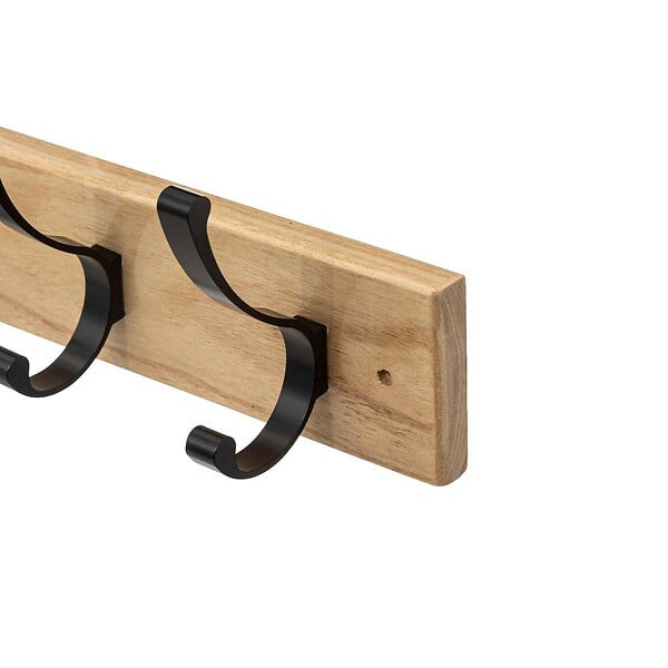 5 FIVE SIMPLY SMART - Patère 5 crochets en Bois et Aluminium Noir  L 58 cm - large