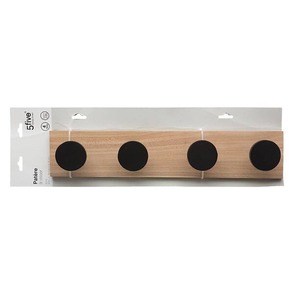 5 FIVE SIMPLY SMART - Patère en Bois 4 Têtes Noires L 40 cm - large