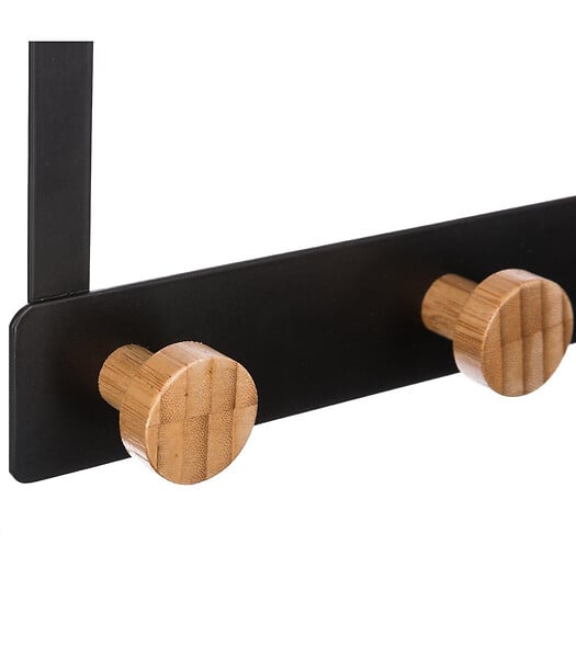 5 FIVE SIMPLY SMART - Patère de porte en Métal Noir 5 Têtes en Bambou L 33 cm - large