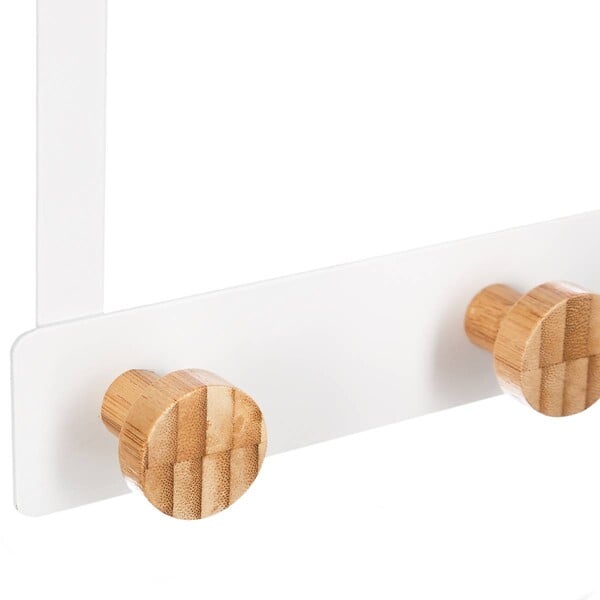 5 FIVE SIMPLY SMART - Patère de porte en Métal Blanc 3 Têtes en Bambou L 25 cm - large