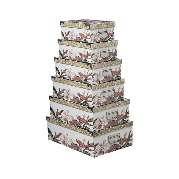 5 FIVE SIMPLY SMART - Lot de 6 Boîtes de rangement avec poignées et coins en métal - large
