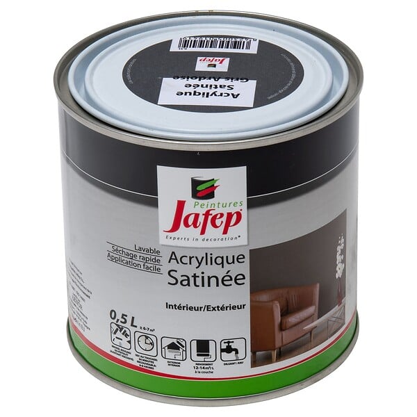 JAFEP - Peinture acrylique satinée gris ardoise Jafep  0,5l - large