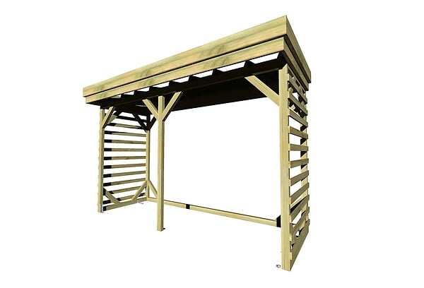 ABRI FRANCAIS - • ABRI Bûches en Bois - 4,1m2 - 3,15x1,31m - Pin Sylvestre traité Autoclave - Surface Int : 2,8m2 | 4 stères - large