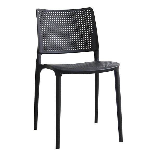 OVIALA - Lot de 4 chaises de terrasse noires en plastique - Riga - large