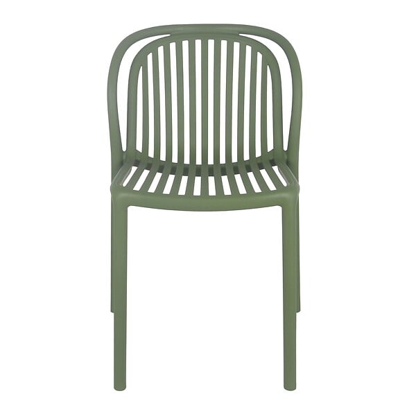 OVIALA - Lot de 4 chaises de terrasse en plastique vert olive - Copenhague - large