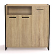 ID MARKET - Armoire à chaussures 18 paires LUIS 3 portes avec niche design industriel - vignette