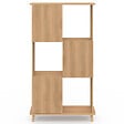 ID MARKET - Etagère bibliothèque 6 cases JULIETTE lattes tasseau bois coloris chêne avec placard - vignette