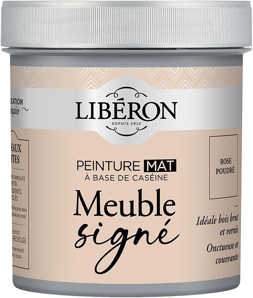 LIBERON - Peinture caséine Mat Meuble Signé Rose Poudré 0,5L - large
