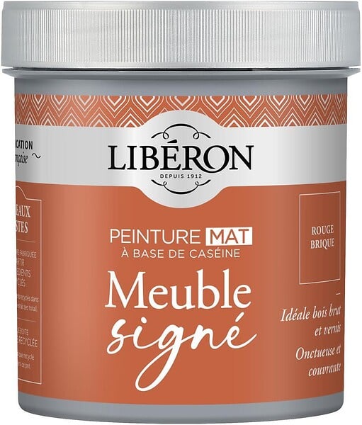 LIBERON - Peinture caséine mate - Meuble signé - Rouge Brique 0,5L - large