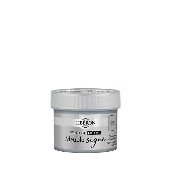 LIBERON - Meuble signé, Peinture Métal Argent Brillant 125 ml - large