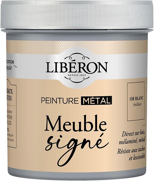 LIBERON - Peinture métal Or Blanc Brillant - 0,5L - large