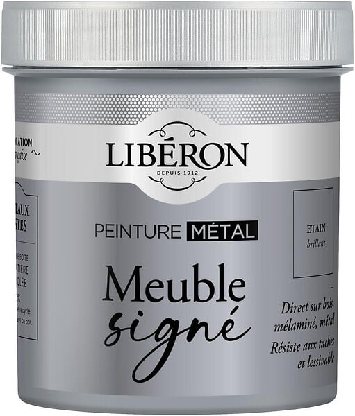 LIBERON - Peinture métallique - Meuble Signé - Étain Brillant - 0,5L - large