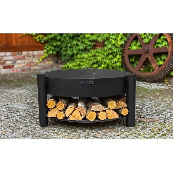 COOK KING - Brasero de jardin SOLAFA avec range bois en acier - large