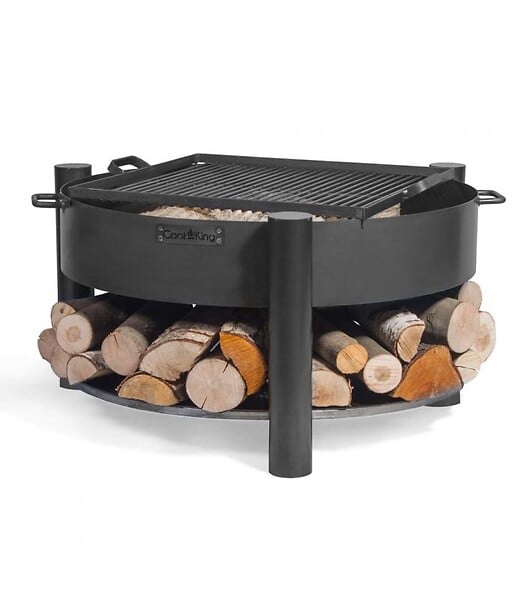 COOK KING - Brasero de jardin SOLAFA avec range bois en acier - large