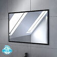 AURLANE - Pack Meuble SDB 80cm suspendu 2 tiroirs Chene_Vasque noire + Miroir - TIMBER 80 - vignette