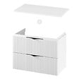 CERSANIT - Meuble salle de bain strié 80 cm pour vasque à poser - Blanc mat - à suspendre - Tirso - vignette