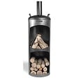 COOK KING - Cheminée d'extérieur cylindrique en acier noir FARO 40x40x132 cm - vignette