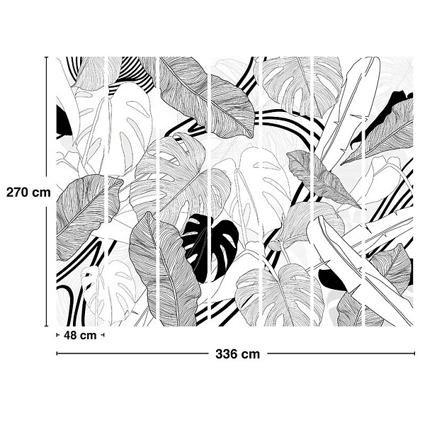 99DECO - Papier peint panoramique - Bornéo - Noir - intissé : 150g/m² - 7 lés : 336x270cm - large