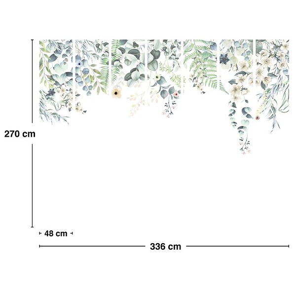 99DECO - Papier peint panoramique - Flowers in Rain - Multicolore - intissé : 150g/m² - 7 lés : 336x270cm - large