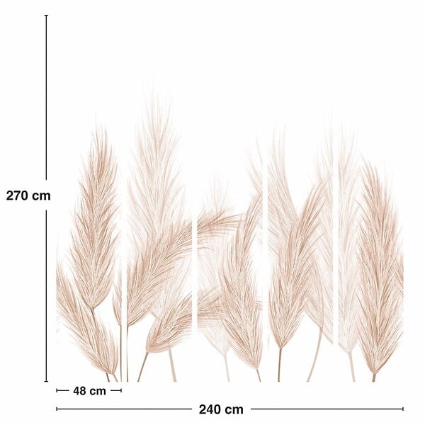 99DECO - Papier peint panoramique - Pampa - Marron - intissé : 150g/m² - 5 lés : 240x270cm - large