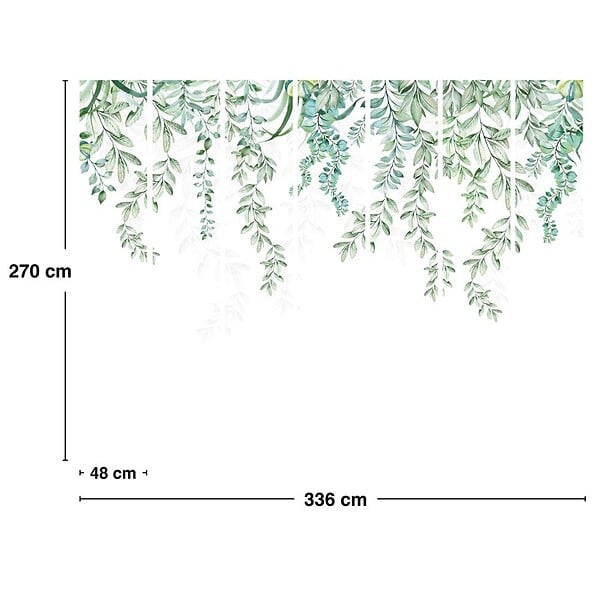 99DECO - Papier peint panoramique - Leaves in Rain - Multicolore - intissé : 150g/m² - 7 lés : 336x270cm - large