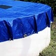 TECPLAST - Bache piscine ronde  620 cm pour piscine de 540 cm Bleue et verte Filet d'écoulement - vignette