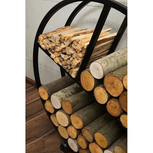 COOK KING - Range-bûches rond DIEGO en acier noir Ø 80 cm - large