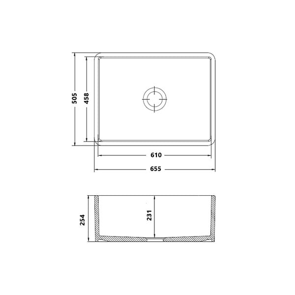 GODART - Evier timbre d'office 66cm en céramique blanc - large